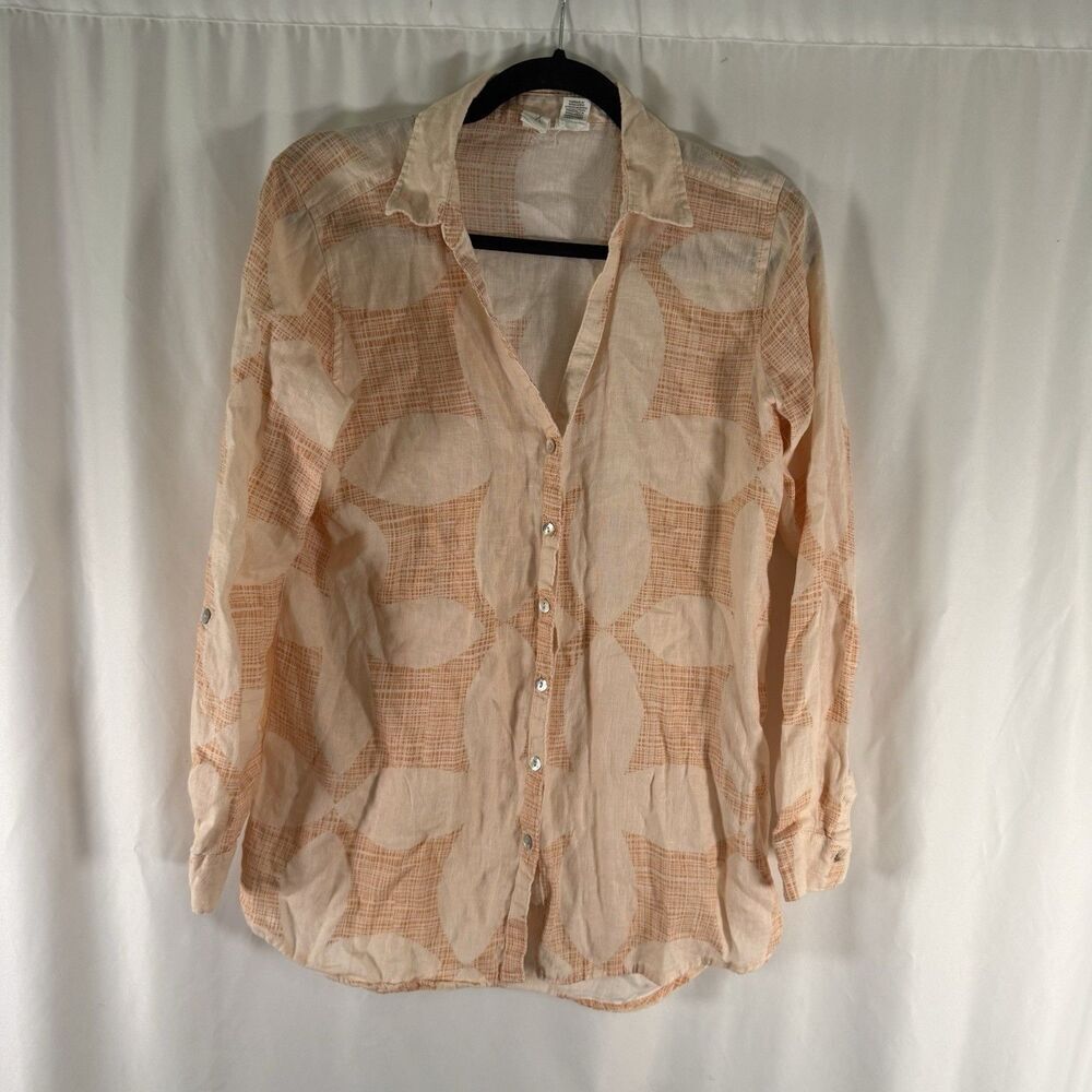 Joie 100% Linen Blouse Women's Small V-Neck Lightweight Collared Button Down